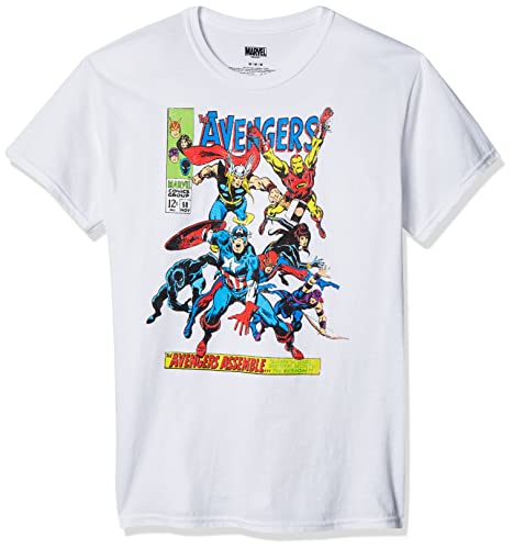 Marvel mens Marvel Men's Avengers Comics Crew T-shirt T Shirt, White, Medium US