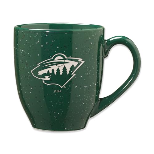 Rico Industries NHL Hockey Minnesota Wild Green 16 oz Team Color Laser Engraved Speckled Ceramic Coffee Mug