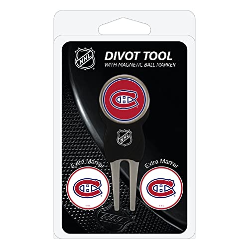 Team Golf NHL Montreal Canadiens Divot Tool Pack With 3 Golf Ball Markers Divot Tool with 3 Golf Ball Markers Pack, Markers are Removable Magnetic Double-Sided Enamel