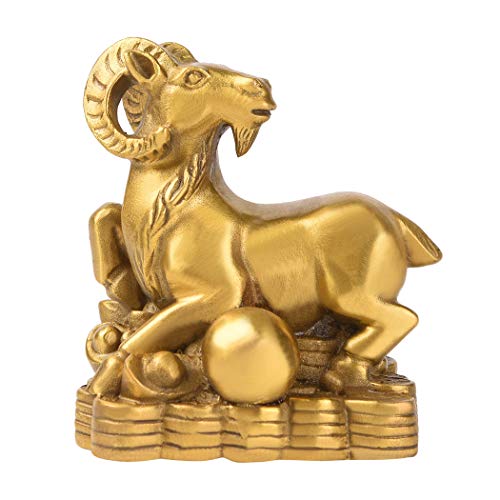 BRABUD Brass Chinese Zodiac Ingots Goat/Sheep Statue Handmade Home Decor Collectibles