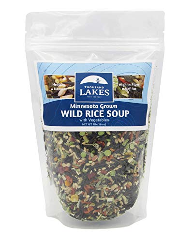 Thousand Lakes Minnesota Wild Rice Soup Mix with Vegetables - 1 pound | Fat Free | 20+ Servings | 100% Natural | Vegetarian