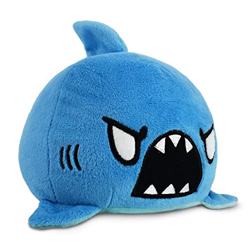 TeeTurtle - The Original Reversible Shark Plushie - Blue - Cute Sensory Fidget Stuffed Animals That Show Your Mood 3.5 inch