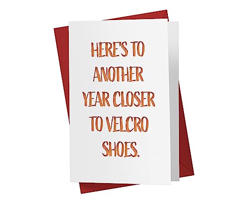 Karto Funny Birthday Card for Men Women, Large 5.5 x 8.5 Happy Birthday Card for Him Her, Birthday Card for Dad Mom Husband Wife, 50th 60th 70th 80th - Velcro Shoes