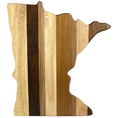 Totally Bamboo Rock & Branch Series Shiplap Minnesota State Shaped Wood Serving and Cutting Board | Great for Wall Art