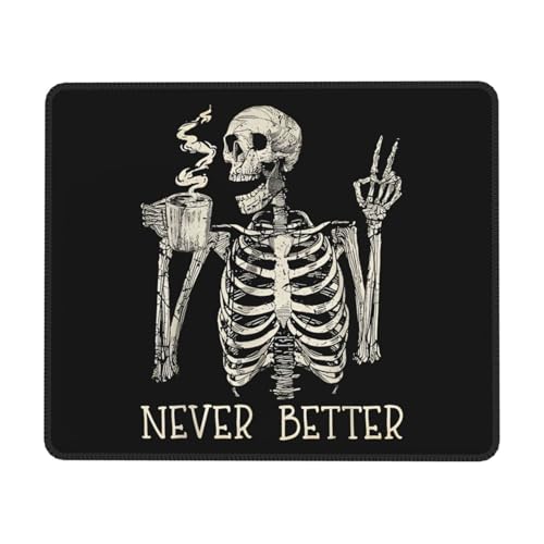 Skull Mouse Pad for Desk, Cute Skeleton Mouse Pads for Wireless Mouse, Funny Waterproof Mousepad for Office Laptop Computer, Non-Slip Rubber Base Stitched Edge (Color-D)