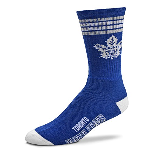 For Bare Feet NHL Toronto Maple Leafs 4 Stripe Deuce Crew Sock Team Color LARGE