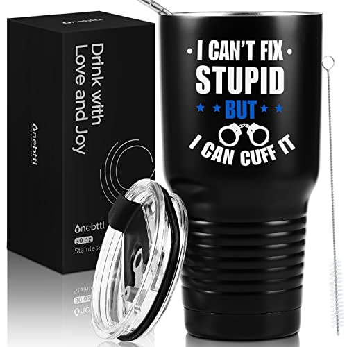 Onebttl Funny Gifts for Police Officers Men, Law Enforcement Gifts, Correctional Officer Gifts, Retirement Gifts Graduation Gifts For Cops, Stainless Steel Tumbler - 30 oz