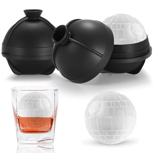 Nax Caki 3D Star Wars Death Star Ball Ice Cube Mold, Star Wars Gifts Stocking Stuffers Ideas for Adults Men Women, 2.5' Large Silicone Round Ice Cube Tray for Cocktails,Bourbon,Whiskey,Brandy