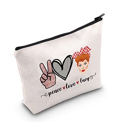 POFULL TV Show Inspired Gift Lucy Fan Gift Peace Love Lucy Makeup Zipper Pouch Bag For Women (peace love lucy bag)