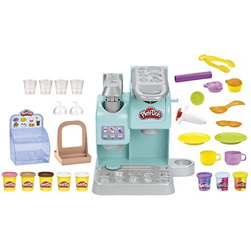 Play-Doh Kitchen Creations Super Colourful Cafe Play Food Coffee Toy with 20 Accessories and 8 Pots, Multicolor