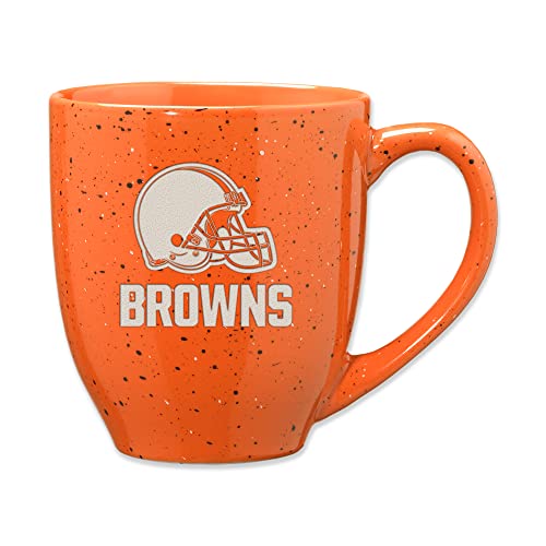 Rico Industries NFL Football Cleveland Browns Primary 16 oz Team Color Laser Engraved Ceramic Coffee Mug