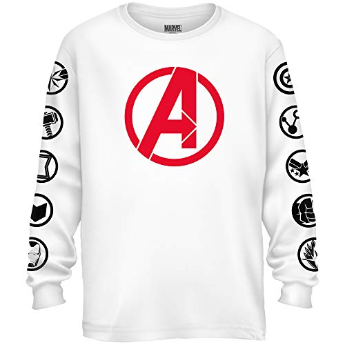 Marvel Avengers Endgame Logo Symbol Captain America Graphic Longsleeve T-Shirt(White,X-Large)