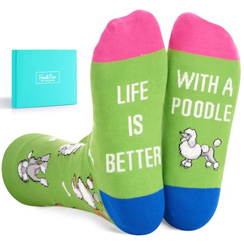 sockfun Novelty Unisex Poodle Socks Goldendoodle Socks for Women Men, Funny Poodle Gifts Goldendoodle Gifts for Lovers