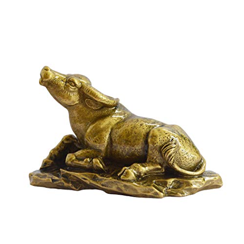 Addune Feng Shui Chinese Zodiac Ox Year Wealth Bull Figurines Resin Collectible Home Table Art Decor Statue Gift (Bronze, Ox)