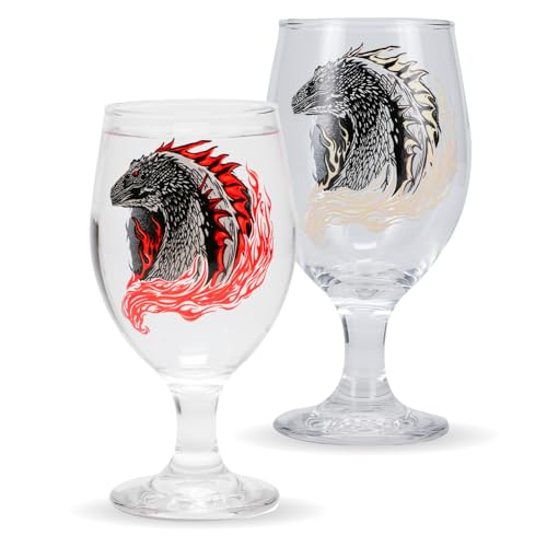 Paladone House Of The Dragon Color Change Glass Goblet (350ml), Officially Licensed Game of Thrones Merchandise & Gift, Novelty Medieval Fantasy Wine Glassware