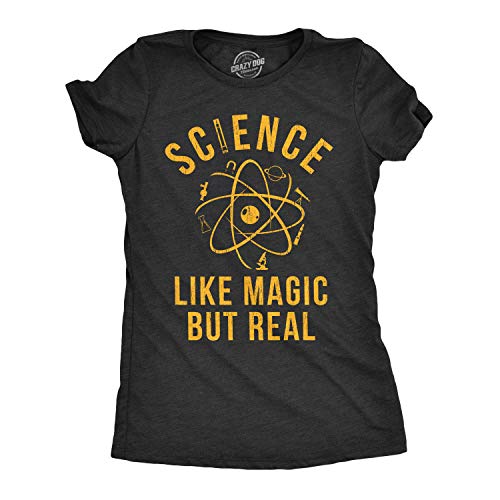 Womens Science Like Magic But Real Tshirt Funny Nerdy Teacher Tee Funny Womens T Shirts Nerd T Shirt for Women Funny Science T Shirt Women's Novelty T Black S