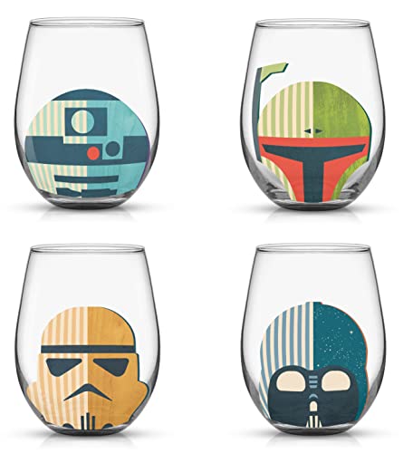 JoyJolt Star Wars™ Helmet Hues Tumblers Stemless Glasses. Set of 4 19oz Stemless Drinking Glass, Star Wars Kitchen Glasses. Star Wars Gifts and, Star Wars Collectibles for Adults