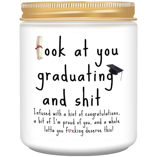 Graduation Gifts, Funny Graduation Gifts for Her Him, Best Congratulations College Graduation Gifts, Masters, PhD Degree Graduation Gifts for Women Men - 9 Oz Lavender Scented Candles Gifts