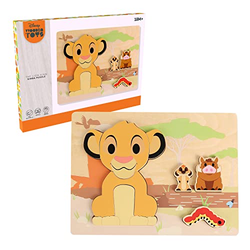 Just Play Disney Wooden Toys Simba 9-Piece Puzzle, The Lion King, Learning and Education, Kids Toys for Ages 18 Month