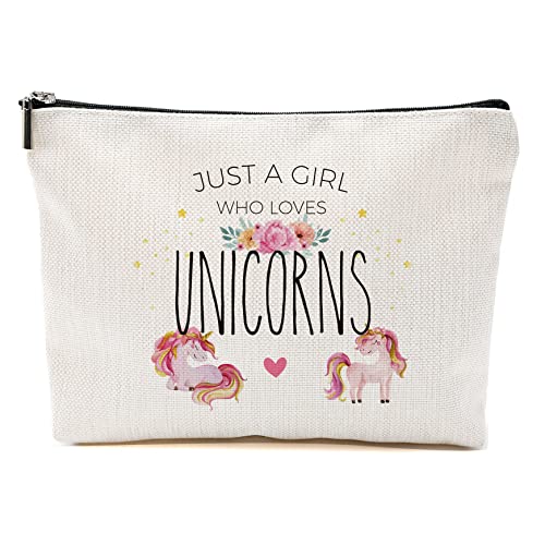 Unicorn Makeup Bag Unicorns Gifts for Girls Women Unicorn Gifts for Adults Unicorn Lovers Stuff Merch Funny Birthday Christmas Gift for Daughter Sister Bestie Just A Girl Who Loves Unicorns