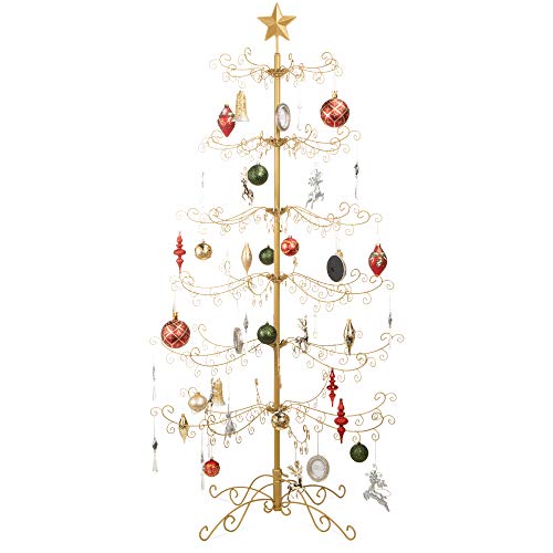 Best Choice Products 6ft Wrought Iron Ornament Display Christmas Tree w/Easy Assembly and Stand - Gold