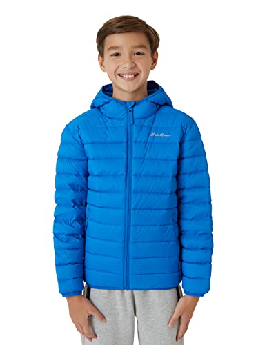 Eddie Bauer Boys' Jacket - CirrusLite Weather Resistant Down Coat for Boys - Insulated Quilted Bubble Puffer (3-20), Size 8, Blue Sapphire