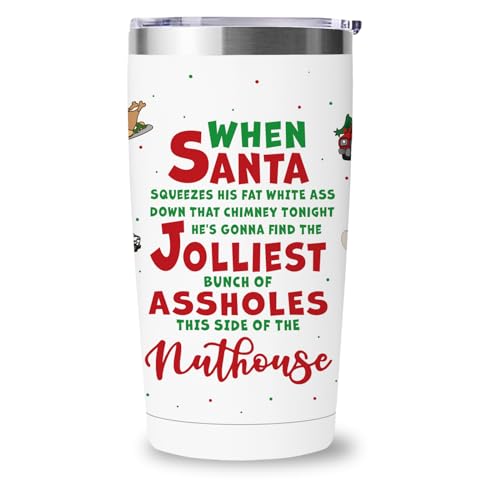 National Lampoons Christmas Vacation Gifts, Funny Christmas Tumbler, 20 oz Stainless Steel Insulated Coffee Mug with Lid, Griswold Christmas Vacation Merchandise, Xmas Cups Keep Drinks Cold & Hot