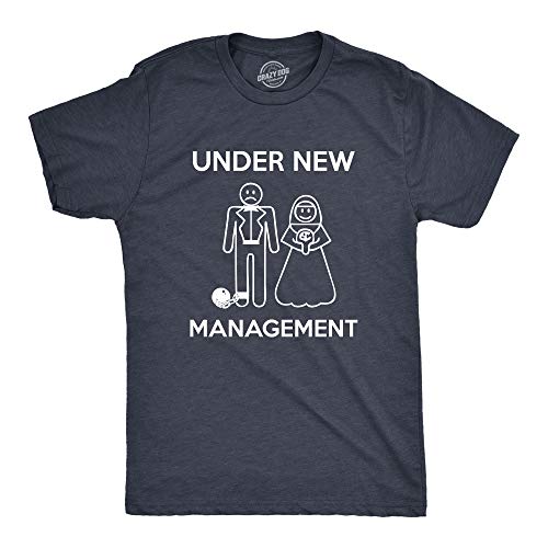 Mens Under New Management Funny Wedding Bachelor Party Novelty Tee for Guys Mens Funny T Shirts Funny Proposal T Shirt Novelty Tees for Men Navy L