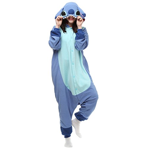 Wishliker Adult Onesie Animal Pajamas Halloween Cosplay Costumes Party Wear Blue S