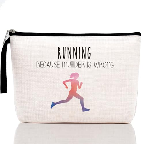 Running Lover Gifts Running Gifts for Women Her Girl Runner Makeup Bag Cosmetic Pouch Cross Country Funny Unique Humor Novelty Sarcasm Travel Makeup Bag for Runners Teens Zipper Toiletry Bag Organizer