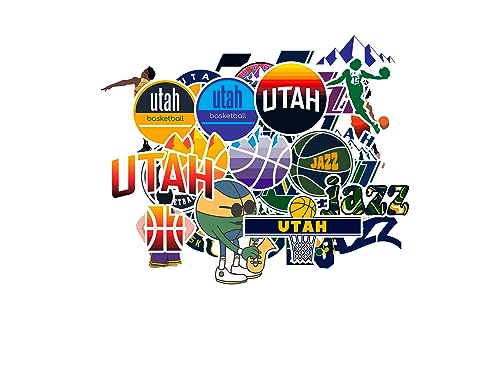 28 PCS Utah Vinyl Jazz Basketball Star Stickers for Water Bottle, Laptop, Bicycle, Computer, Motorcycle, Travel Case, Car Decal Decoration Sticker Graffiti Decals