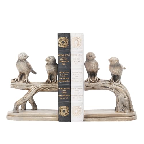 Decorative-Bookends Birds Book-Ends Heavy Duty - Unique Book Ends to Hold Books Heavy Duty Antique Book Stoppers for Book Shelf Office Desk Book Stand Organizer 2.3 LBS 4.75*4*6 in Newman House Studio
