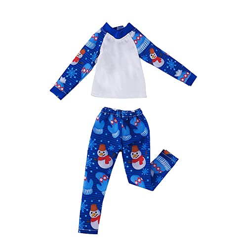 E-TING Santa Clothing Blue Snowman Nightshirt Pajamas PJs Nightgown for elf Doll Christmas Accessories