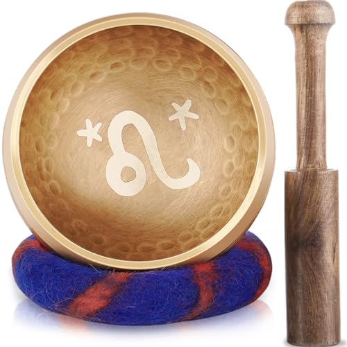 MONAHITO Leo Gifts, 3.5' Tibetan Singing Bowl 100% Handmade from Nepal, Zodiac Astrology Gifts, Unique Personalized Spiritual Gifts for Women, Men