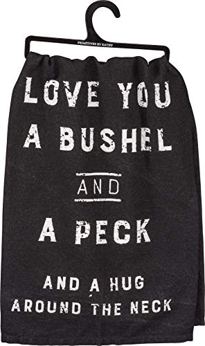 Primitives by Kathy Love You A Bushel and A Peck and A Hug Around The Neck Decorative Kitchen Towel, Cotton