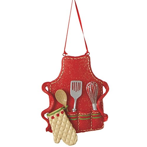Midwest-CBK Cute Christmas Holiday Pastry Chef Bakers Apron Ornament , Red, Medium, 3.5' x 3'
