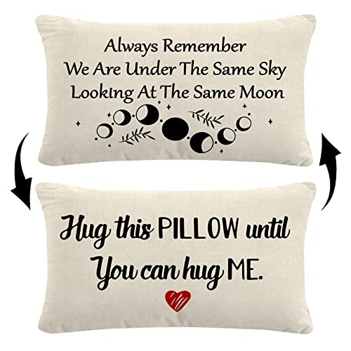 Long Distance Relationship Gifts Always Remember We are Under The Same Sky Reversible Decor Throw Pillow Case Decor for Home Bedroom,12''x20''Pillow case, Great Gift for Boyfriend, Girl (White-2)