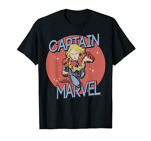 Captain Marvel Red Spot Action Pose Logo Graphic T-Shirt T-Shirt