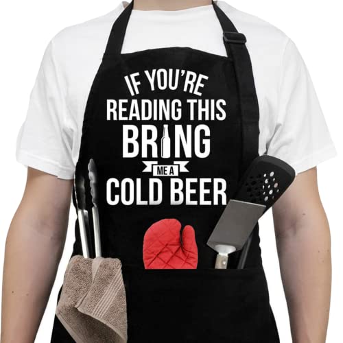 NewEleven Gift For Men, Dad, Husband, Him - Aprons For Men With Pockets - Funny Gifts For Men, Dad, Husband, Boyfriend, Him, Brother, Uncle - Grill Cooking BBQ Kitchen Chef Apron