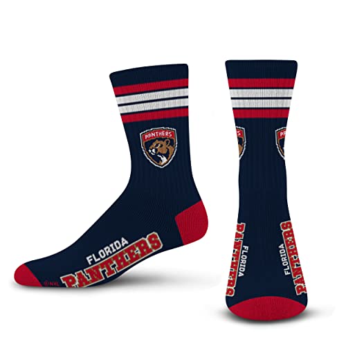 For Bare Feet NHL Florida Panthers 4 Stripe Deuce Crew Sock Team Color LARGE
