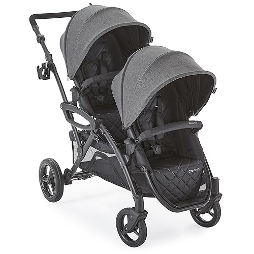 Contours Options Elite V2 Convertible Lightweight Tandem Double Stroller Infant and Toddler, Reversible Easy-Lift Seats, Spacious Seating, Height Adjustable Handle, Standing Fold - Graphite Gray