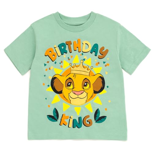Disney Lion King Simba Birthday Little Boys Metallic Print T-Shirt Green 7-8