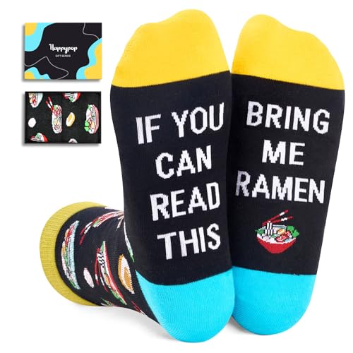 HAPPYPOP Funny Ramen Socks Ramen Noodle Socks Men Women, Novelty Ramen Gifts For Ramen Lovers, If You Can Read This