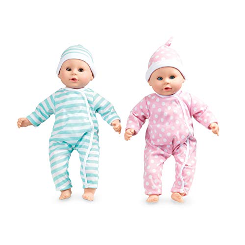 Melissa & Doug Mine to Love Twins Luke & Lucy 15” Light Skin-Tone Boy and Girl Baby Dolls with Rompers, Caps, Pacifiers - First Baby Dolls For Toddlers 18 Months And Up