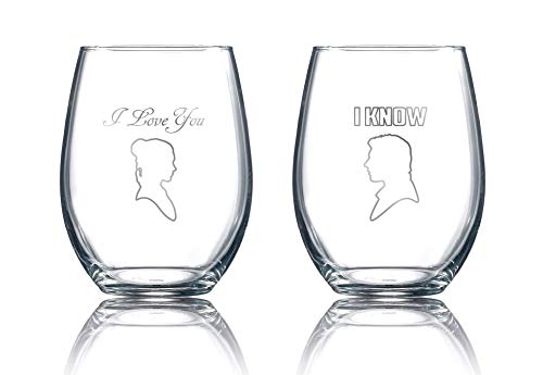 Star Wars Collectible Wine Glass Set (I Love You, I Know), 16 ounces