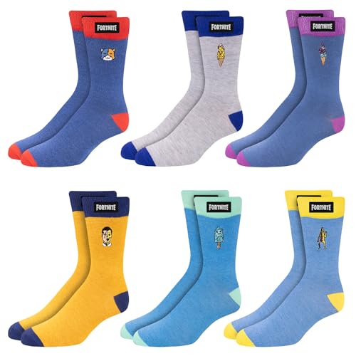 FORTNITE Fun: 6-Pack High Socks for Boys and Teens – Vibrant Gaming Designs, Comfortable Fit, Durable Materials – Boys Gift Set