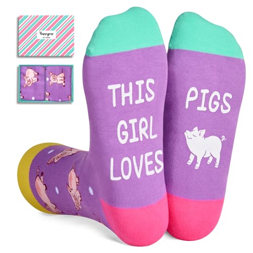 HAPPYPOP Novelty Pig Socks for Women Pig Socks for Girls Piggy Socks, Funny Pig Gifts for Pig Lovers Farmer Girl Gifts