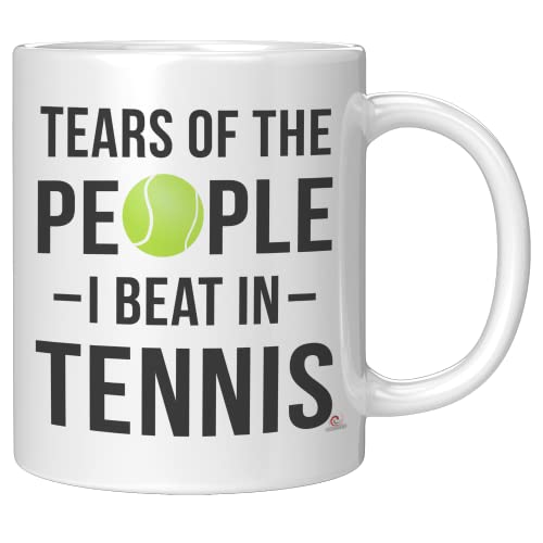 ODDITEES Funny Tennis Mug Tears of The People I Beat In Tennis Coffee Cup 11oz White