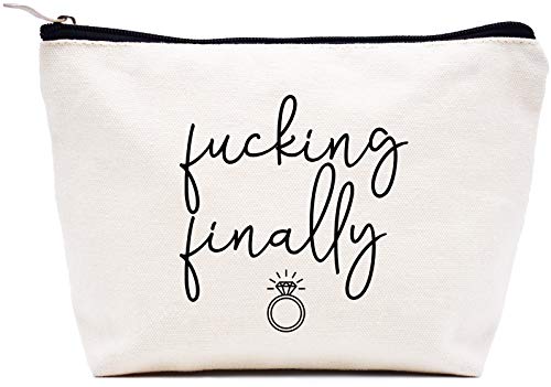 LIBIHUA Fcking Finally-Makeup Bag Cosmetic Bag Travel Pouch Gift-Funny Engagement Gift for Bride-Bride to Be-Newly Engaged-Bridal Shower Gifts for Her-Bachelorette Party Gifts for Women