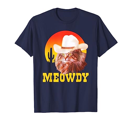 Meowdy! Funny Country Music Cat Cowboy Hat Vintage T-Shirt